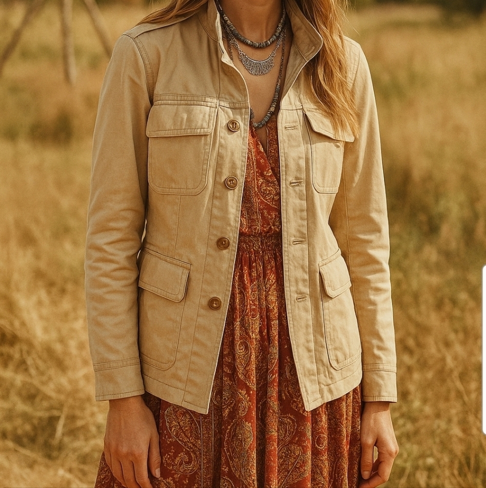 Vintage Roberto Cavalli Tan Y2K Military Blazer Size IT 40/US 4 *small flaws*